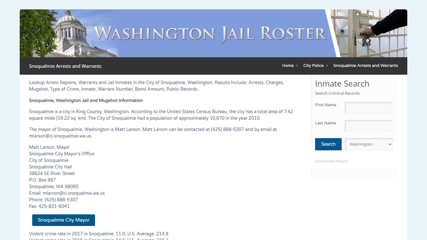 Snoqualmie Arrests and Warrants | Jail Roster Search