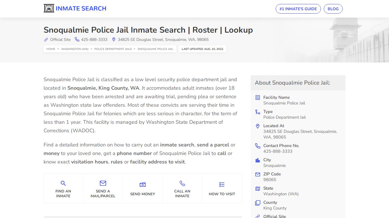 Snoqualmie Police Jail Inmate Search | Roster | Lookup