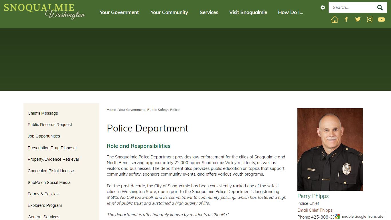 Police Department | Snoqualmie, WA